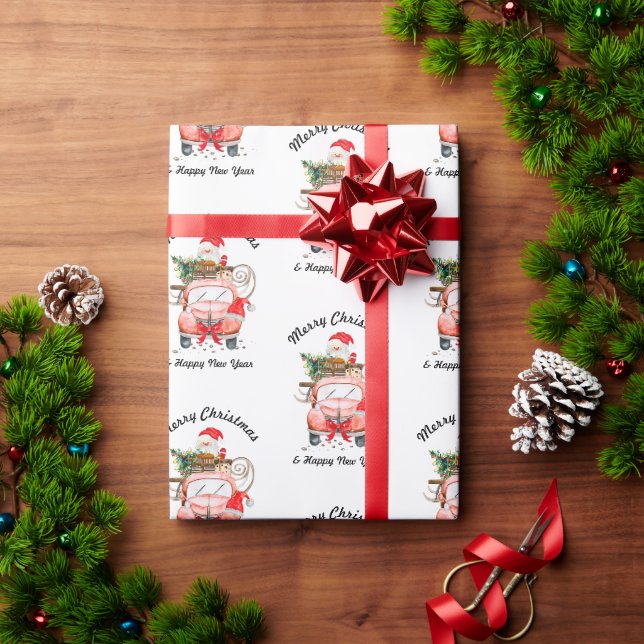 Papier Cadeau camion Drôle de nouvelle année  (Cadeau de vacances)