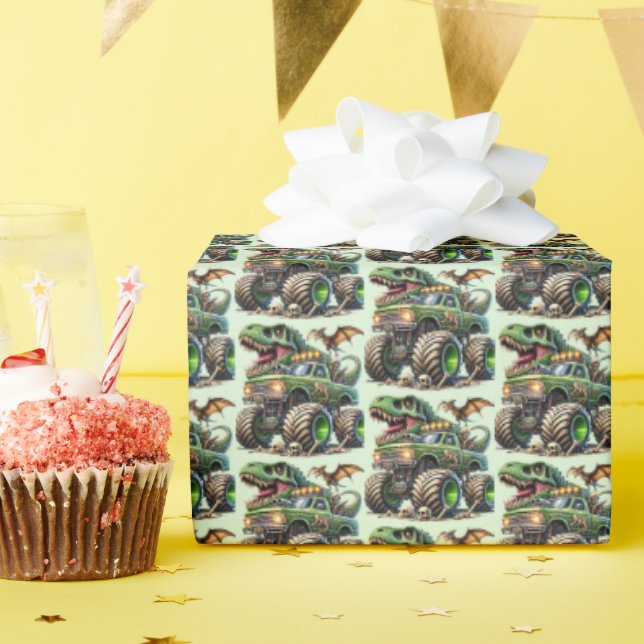 Papier Cadeau Camion monstre de garçons cool (Fête d'anniversaire)