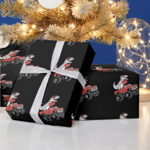 Papier Cadeau Camion Monstre de la Saint-Valentin T Rex Dinosaur