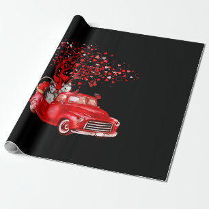 Papier Cadeau Camion rouge husky Valentine Butterfly Heart