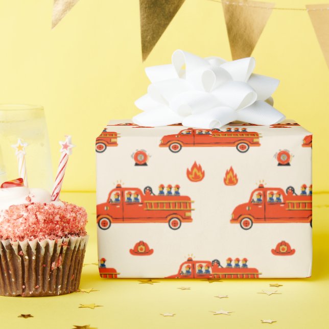 Papier Cadeau Camion rouge rétro (Fête d'anniversaire)