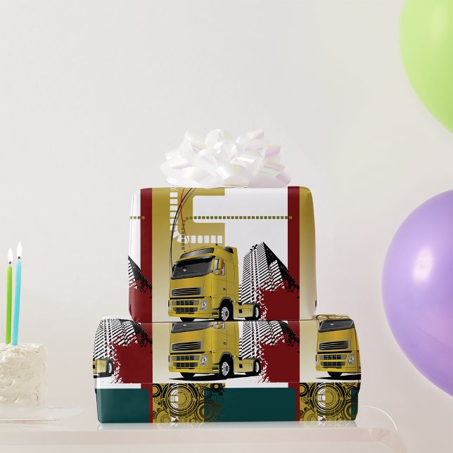 Papier Cadeau Camion Semi-Urbain Jaune Horizon Urbain (Créateur téléchargé)