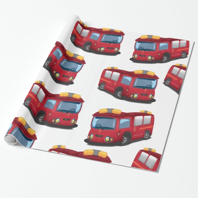 Papier Cadeau Camions de pompiers (Déroulé)