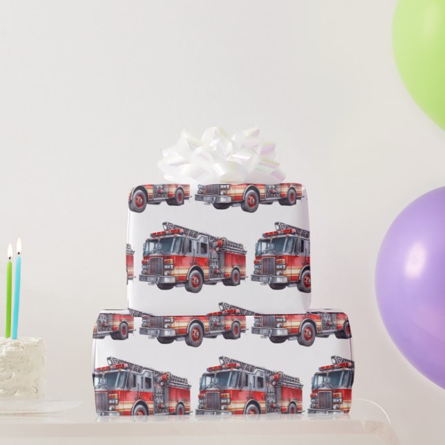 Papier Cadeau Camions de pompiers rouges (Cadeaux de fête)