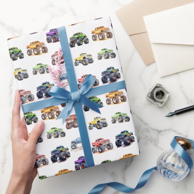 Papier Cadeau Camions Monster pour enfants modernes (Cadeaux)