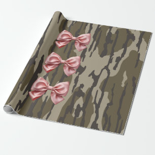 Papier Cadeau Camo Bébé Bonnet Rose Rubans & Bows en Bottomland
