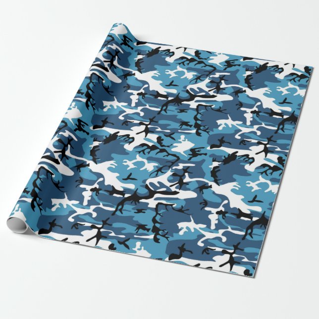 Papier Cadeau Camo bleu (Déroulé)