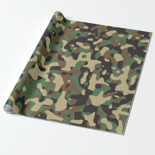Papier Cadeau Camo Camouflage Vert Brown Beige Armée Militaire
