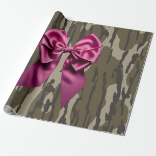 Papier Cadeau Camo Filles Camo Pink Ribbon Bow Bottomland Camo