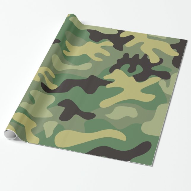 Papier Cadeau Camo Green | Armée fête d'anniversaire (Déroulé)