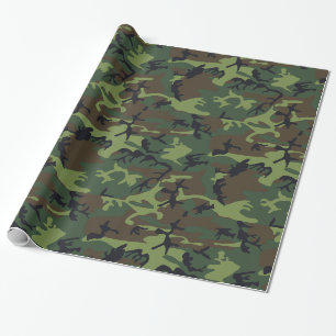 Papier Cadeau Camo Militaire Forêt Verte