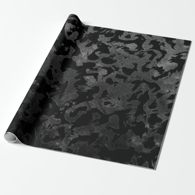 Papier Cadeau Camo moderne -noir et gris foncé- camouflage (Déroulé)
