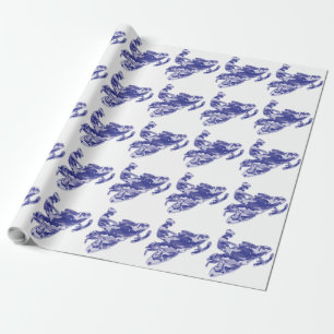 Papier Cadeau Camo Motoneige Bleu