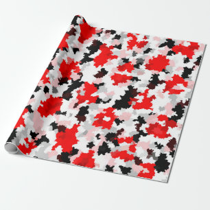 Papier Cadeau Camo noir rouge noir noir Conception abstraite