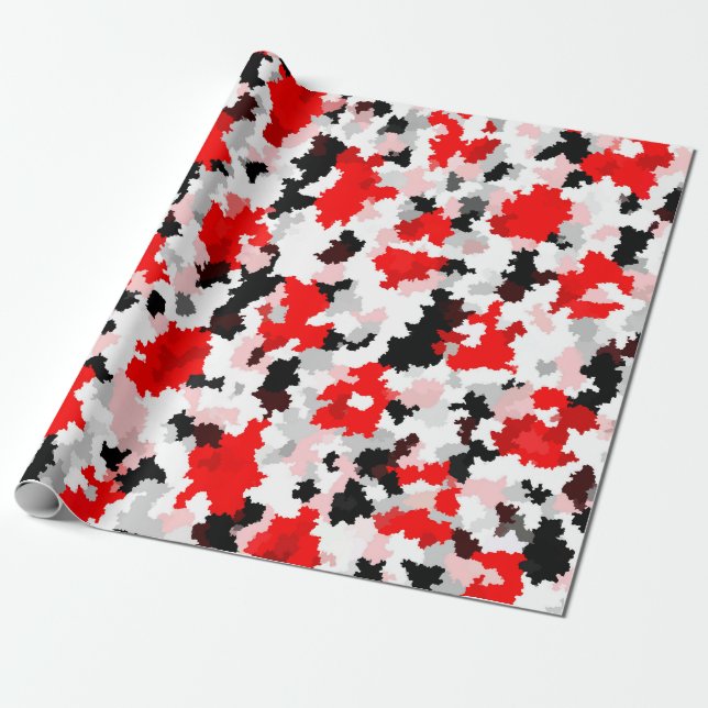 Papier Cadeau Camo noir rouge noir noir Conception abstraite (Déroulé)