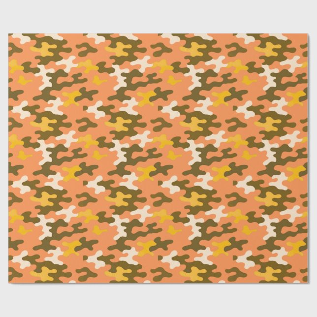 Papier Cadeau Camo orange (Plat)