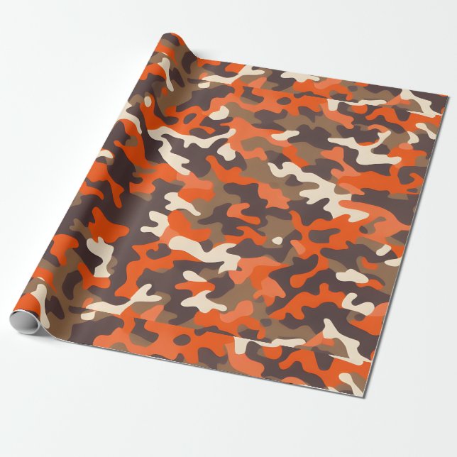 Papier Cadeau Camo orange et Brown (Déroulé)