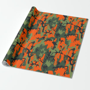 Papier Cadeau Camo orange et vert de sécurité