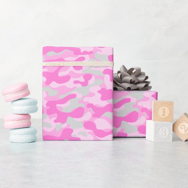 Papier Cadeau Camo rose  (Baby Shower)