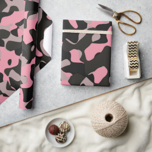 Papier Cadeau Camo rose et noir
