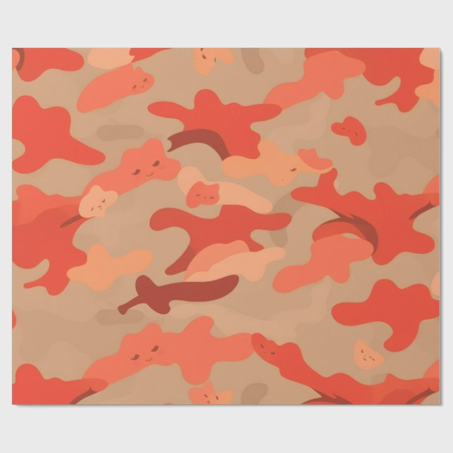 Papier Cadeau Camo rouge (Plat)