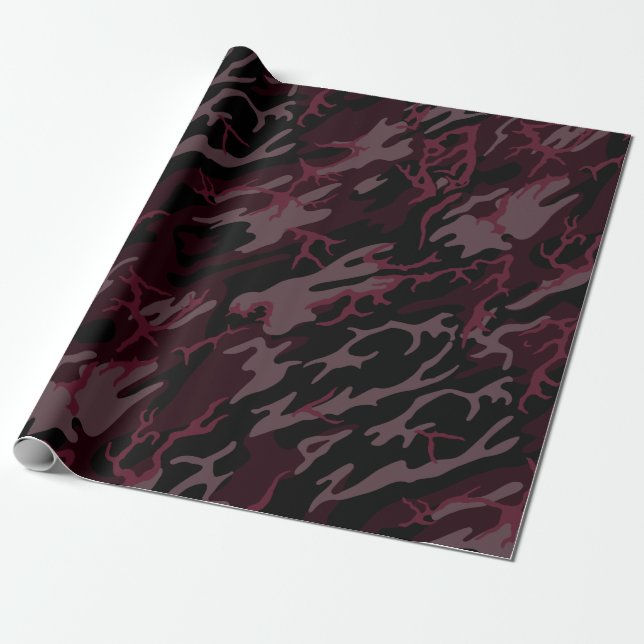 Papier Cadeau Camo rouge foncé (Déroulé)