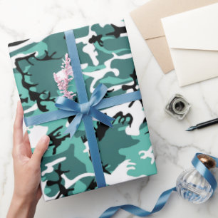 Papier Cadeau Camo turquoise