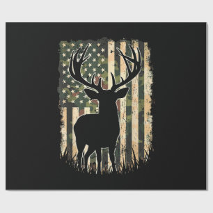 Papier Cadeau Camo US Drapeau Chasse aux Cerfs Chasse au Camofla