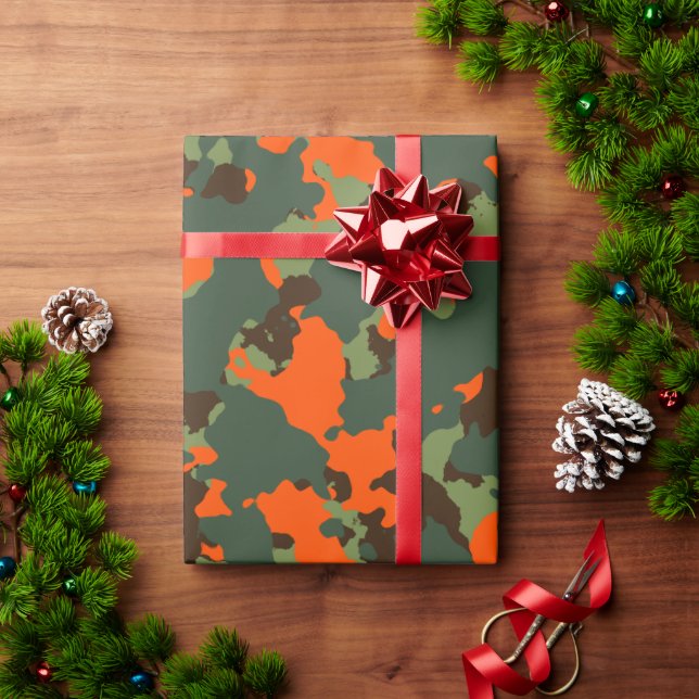 Papier Cadeau Camo vert avec lame de sécurité Orange (Cadeau de vacances)