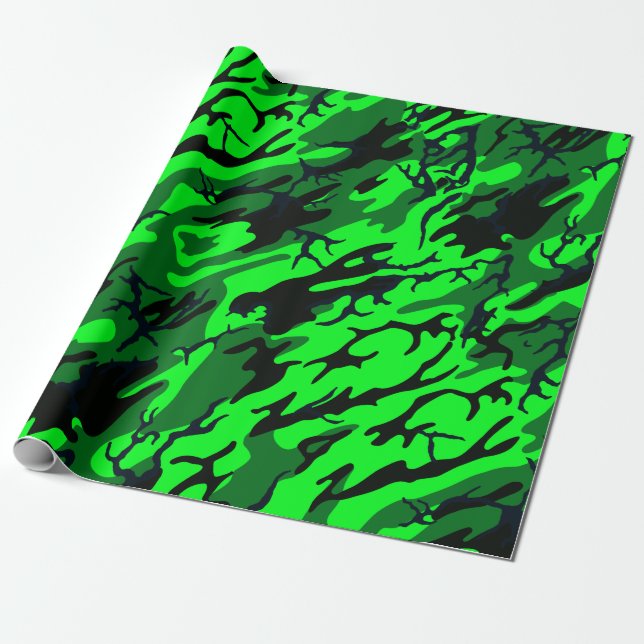 Papier Cadeau Camo vert étranger (Déroulé)
