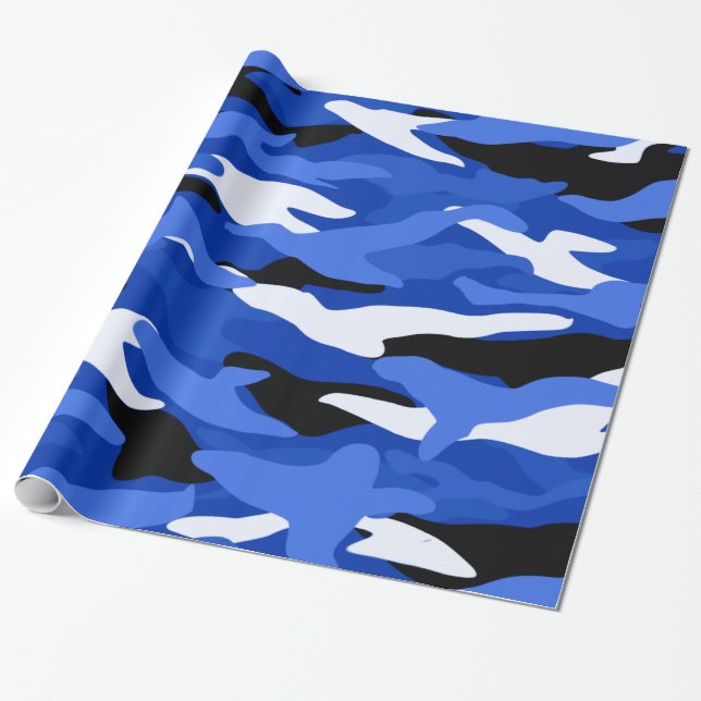 Papier Cadeau Camouflage bleu (Déroulé)