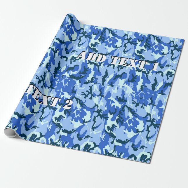 Papier Cadeau Camouflage bleu Arrière - plan militaire (Déroulé)