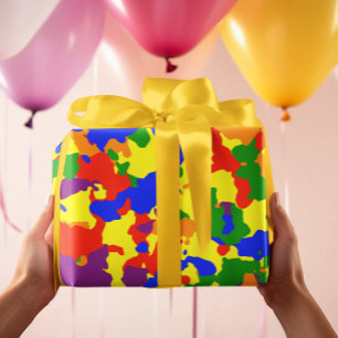 Papier Cadeau Camouflage Camo Arc-en-ciel coloré