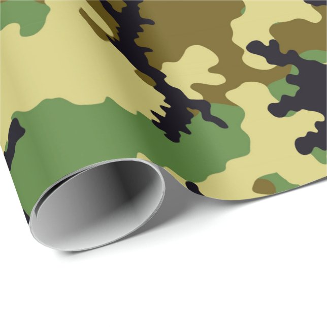 Papier Cadeau Camouflage des bois (Coin rond)