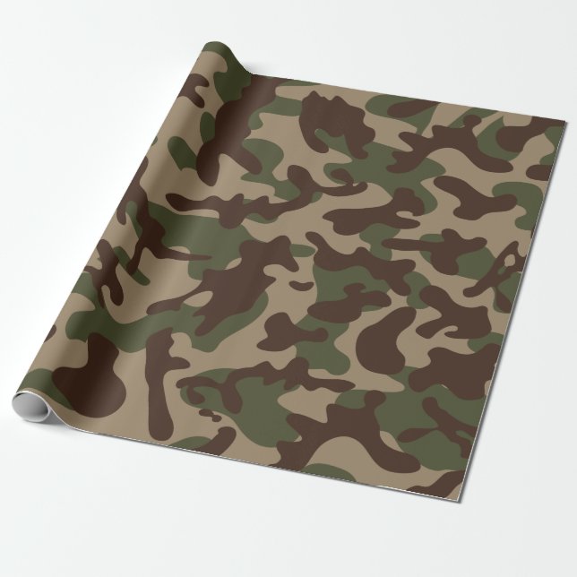 Papier Cadeau Camouflage en bois profond (Déroulé)