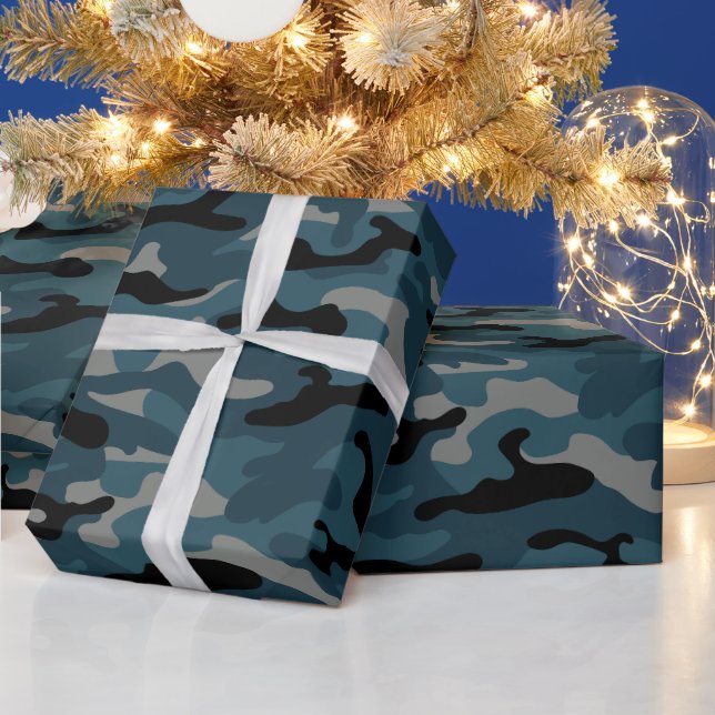 Papier Cadeau Camouflage en noir de nuit (Vacances)