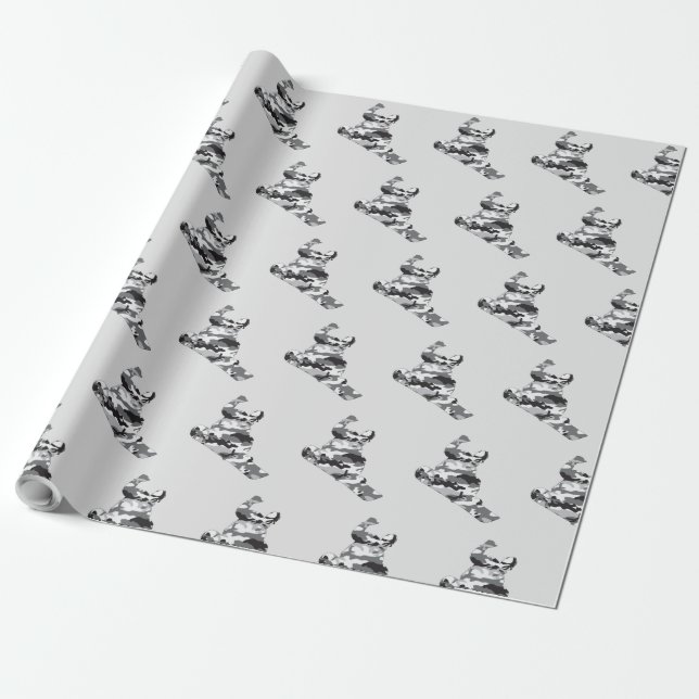 Papier Cadeau Camouflage Gray Snowboardeur (Déroulé)