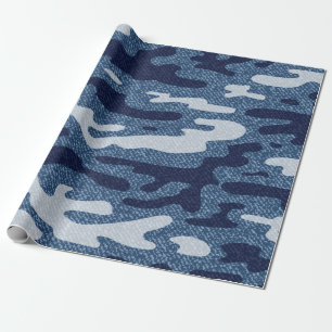 Papier Cadeau Camouflage Jeans Arrière - plan. Denim vintage loc