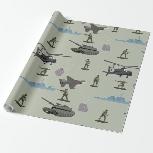 Papier Cadeau Camouflage Militaire Vert Camo Armée  (Déroulé)