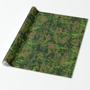 Papier Cadeau Camouflage numérique vert de style Woodland