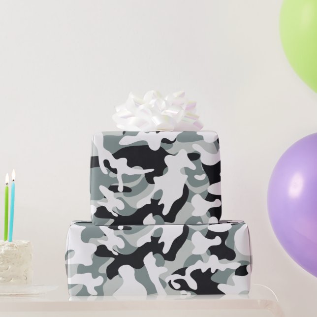 Papier Cadeau Camouflage Poussière de Neige (Cadeaux de fête)