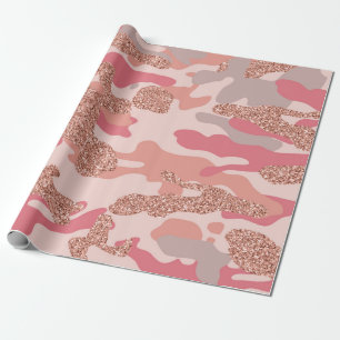 Papier Cadeau Camouflage Rose Gold Blush Pink Camo Motif de l'ar