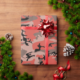 Papier Cadeau Camouflage rouge et marron, Militaire, Armée
