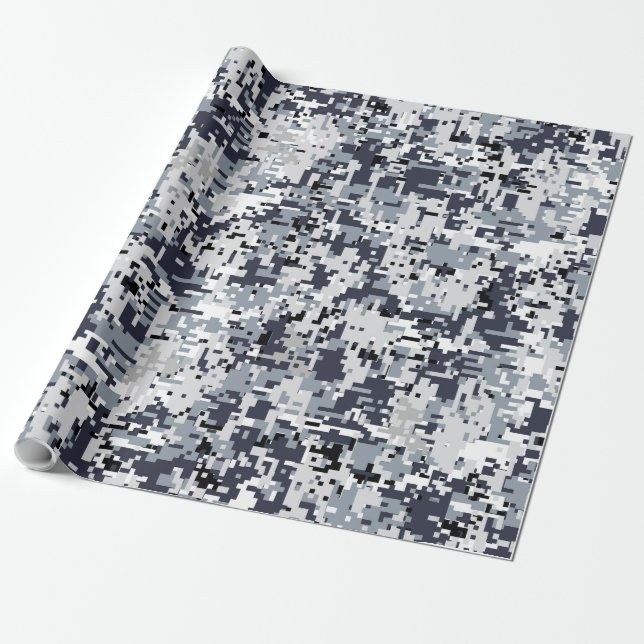 Papier Cadeau Camouflage urbain de Digitals d'argent de style (Déroulé)