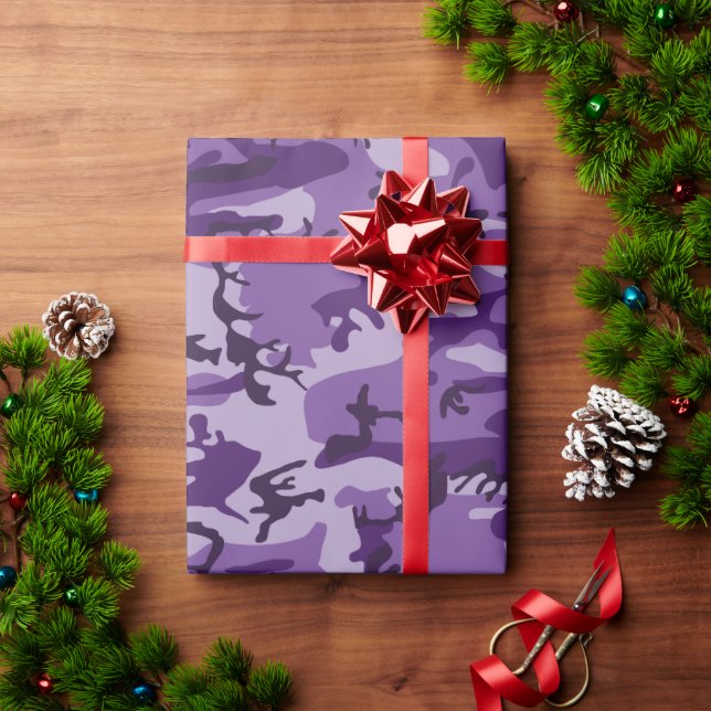 Papier Cadeau Camouflage Violet, Militaire, Armée (Cadeau de vacances)