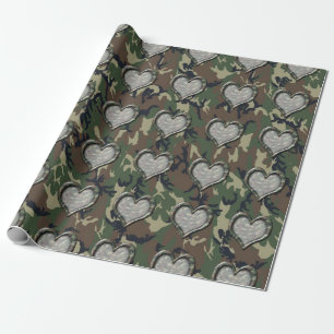 Papier Cadeau Camouflage Woodland Forest Heart