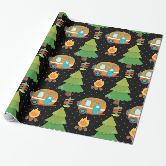 Papier Cadeau Camp d'été - choisissez votre couleur arrière - pl (Déroulé)