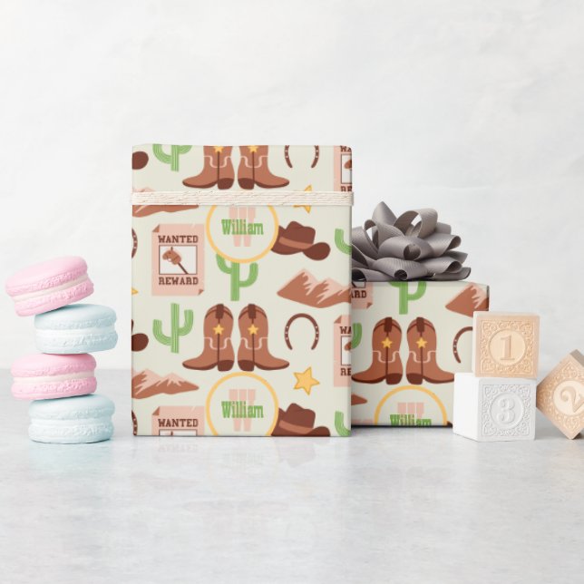 Papier Cadeau Campagne Boots Cowboy Stick Horse Désert Ouest (Baby Shower)