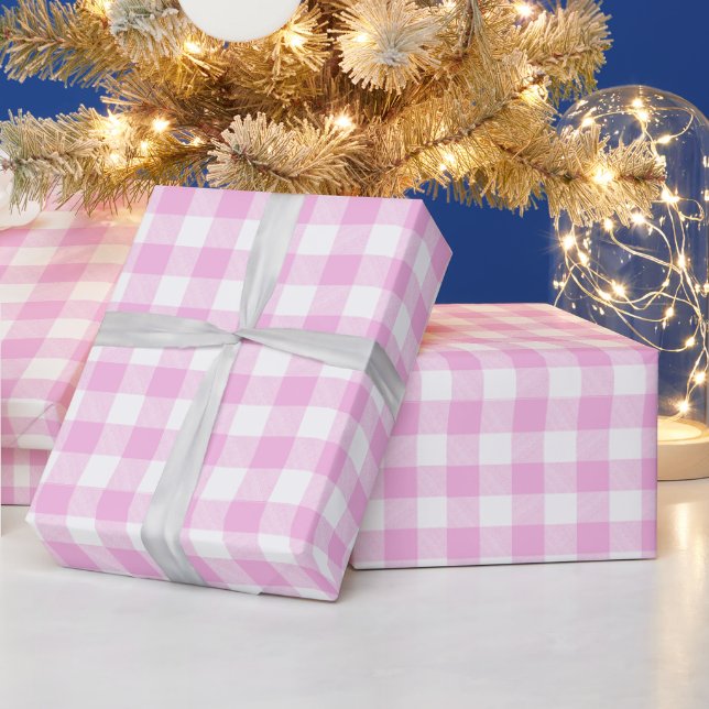 Papier Cadeau Campagne Cottage Plaid Rose (Vacances)