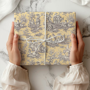 Papier Cadeau Campagne française toile vintage noir jaune